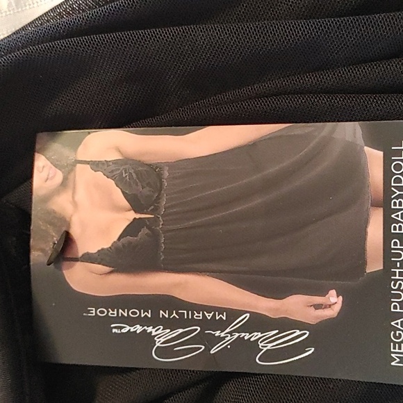 🌻 NEW Marilyn Monroe Mega Push-up Black Babydoll With G-String - Picture 1 of 10
